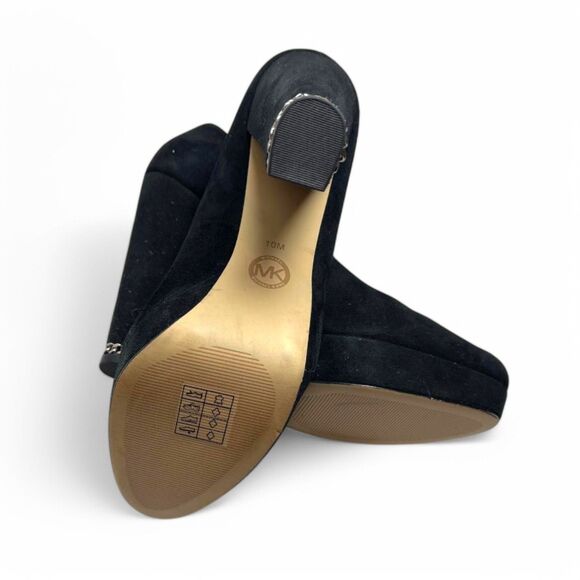 MICHAEL KORS Sabrina Chain Heel Platform Suede Pumps Women's Sz 10 - Picture 7 of 8